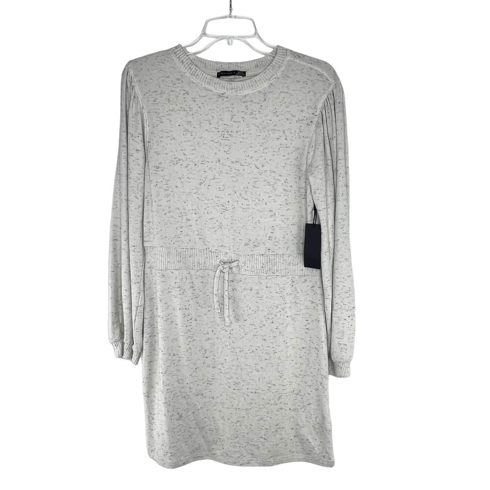 New Black Tape_ Size Medium Long Sleeve Cinch Waist Oatmeal Midi Sweater Dress